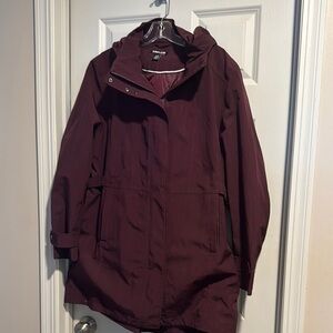 Kirkland Signature Women's Deep Burgundy Trench Coat